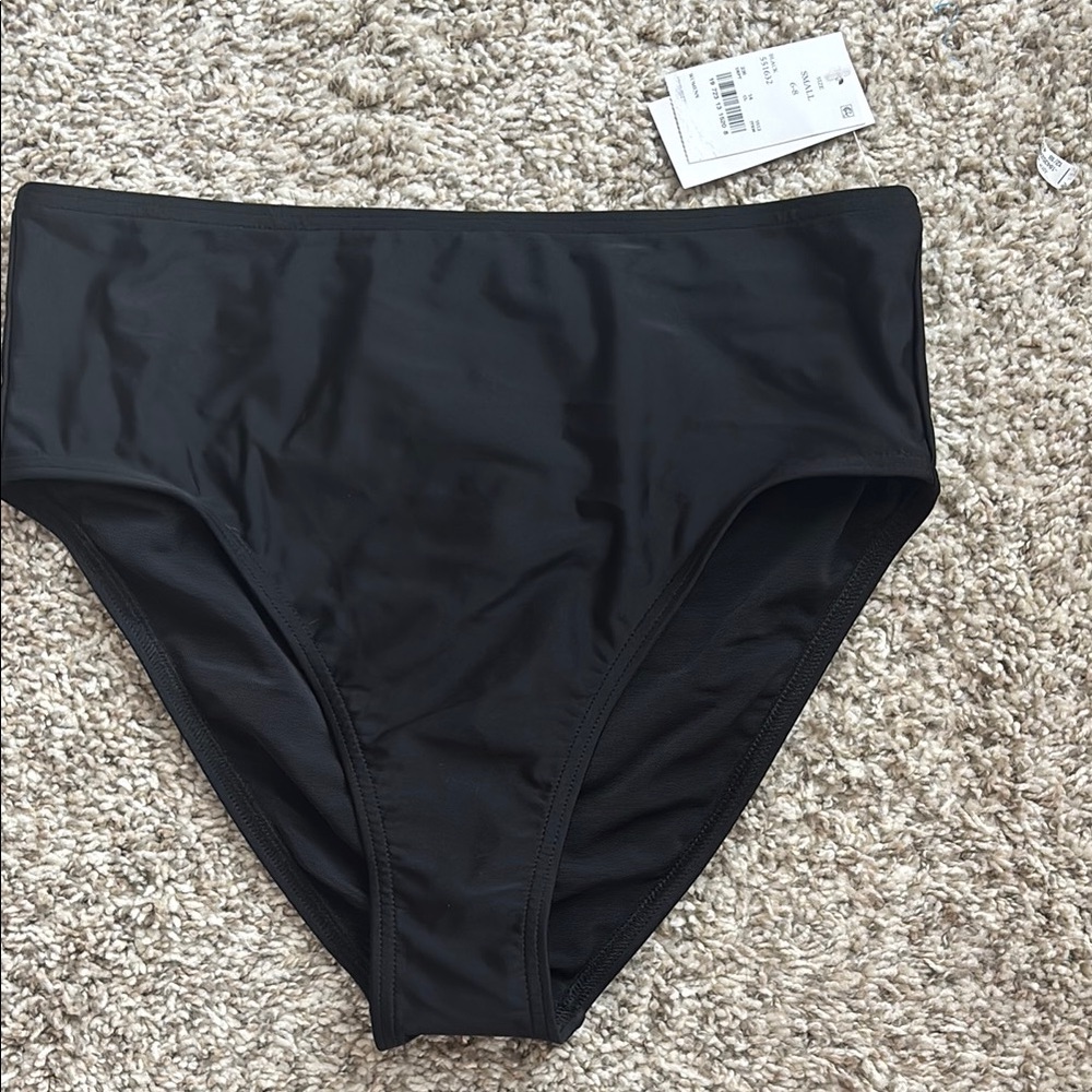 Lands End Classic Black High-Waisted Swim Bottom